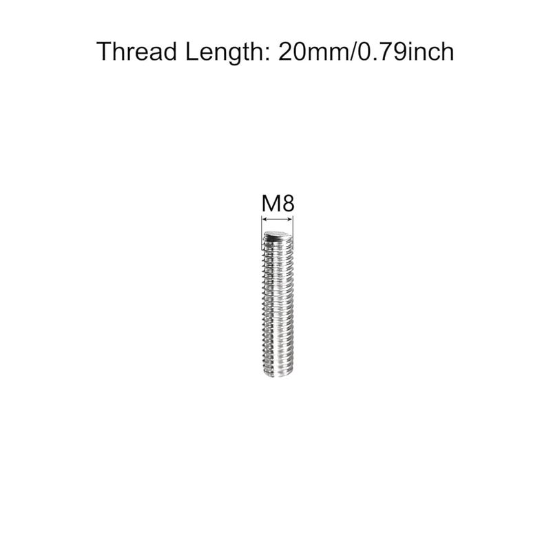 TOP-VIGOR 20Pcs M8-1.25 x 20mm Length Fully Threaded Rod, 304 Stainless Steel Right Hand Threaded Rods, Fully Studding Rod Bar for Anchor Bolts, Clamps, Hangers and U-Bolts - Image 2